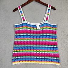 Gap Tank Top Women's Medium Tall Multicolor Striped Rainbow Crochet Cropped NWT