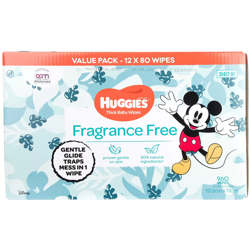 Huggies Fragrance Free Baby Wipes 24 x 80 Wipes - Picture 3 of 5