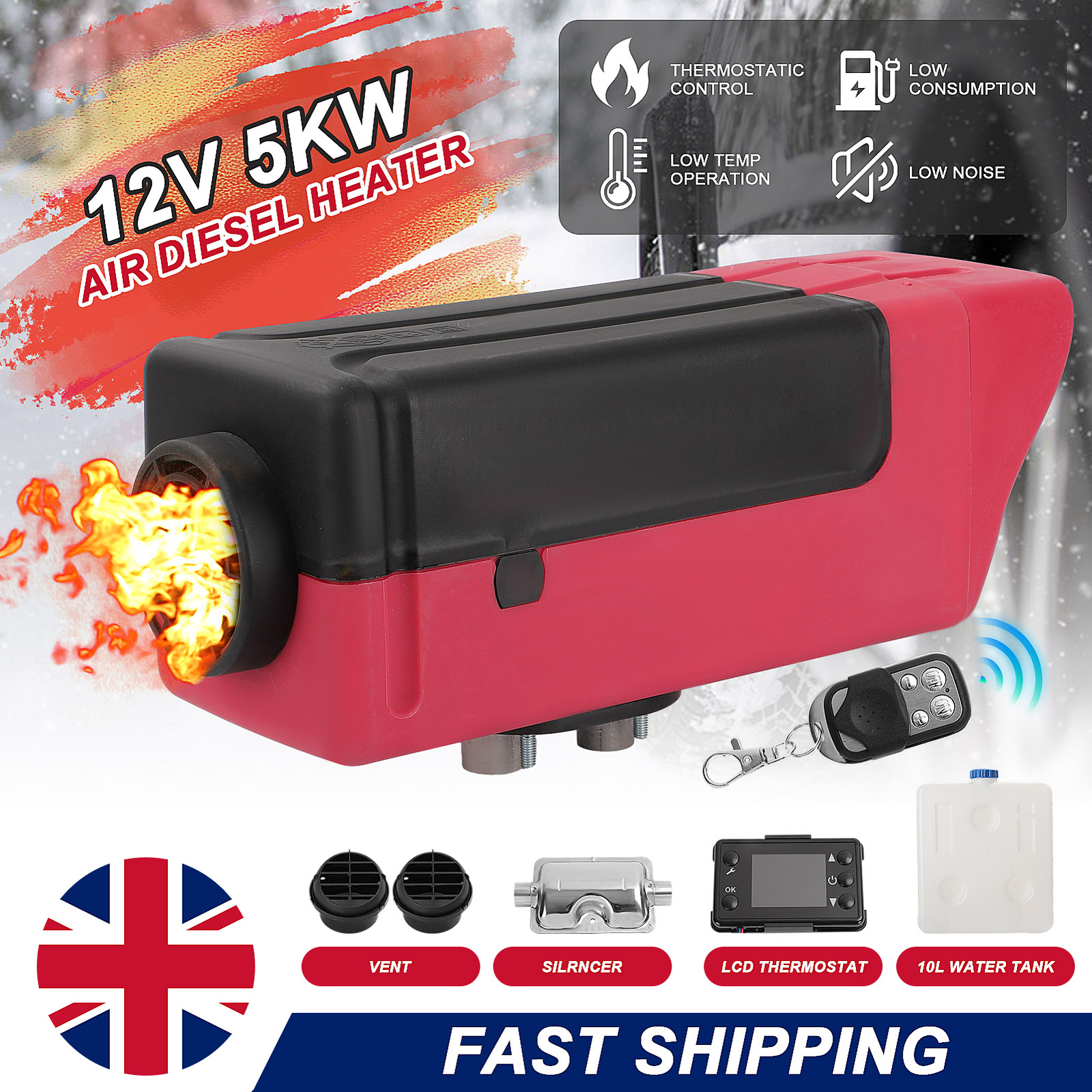 12V Air Diesel Night Heater 5KW Remote LCD For Car Truck Motor Boat Home UK  | eBay