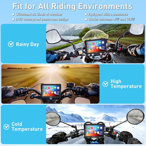 5" Motorcycle GPS Navigator Motorbike Carplay Navigation Waterproof Touch Screen - Picture 6 of 15