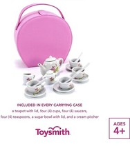 Toysmith Girls Li'l Tea Tote Real Ceramic Tea Party Set 17-Pieces Toy