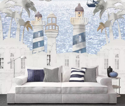 3D House Lighthouse G14808 Wallpaper Wall Murals Removable Self-adhesive Honey