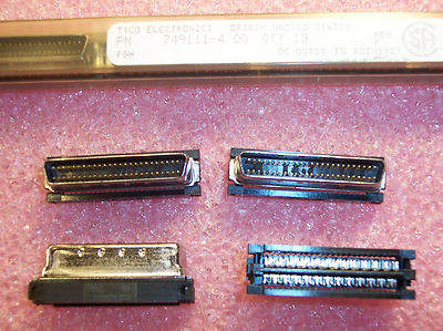 QTY (4) 50 POSITION SCSI IDC RIBBON CABLE D-TYPE PLUG MALE .050 749111-4 AMP