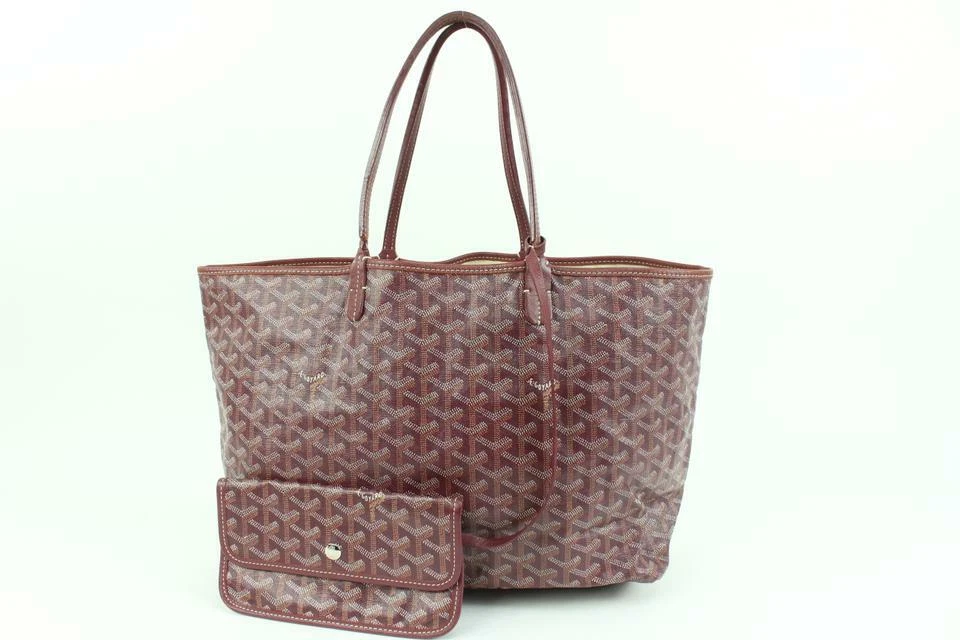 Goyard Large Red Chevron St Louis GM Tote Bag with Pouch Leather