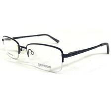 Genesis Eyeglasses Frames G4036 404 NAVY Blue Rectangular Half Rim 55-19-140