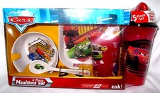Cars 5 Piece Mealtime Dinnerware Set,Plate,Bowl,Spoon,Cup and Sports Sip Cup-New