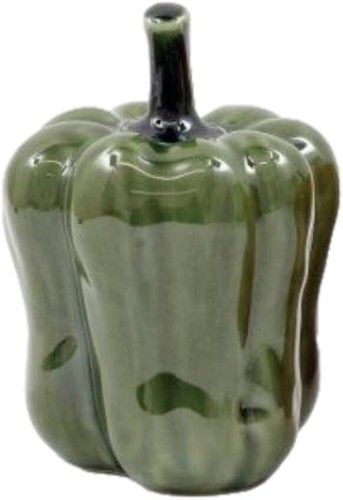 2 x Decorative Glossy Ceramic Bell Peppers Kitchen Ornaments - Red & Green -12cm - Picture 3 of 3