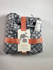 Womens Colsie Gray Plaid Three Piece Pajama Set 3 pc NEW