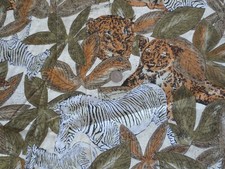 4244. 2 Pcs. LEOPARDS ZEBRAS Craft COTTON FABRIC - 59" x 1-1/8 yds. Total