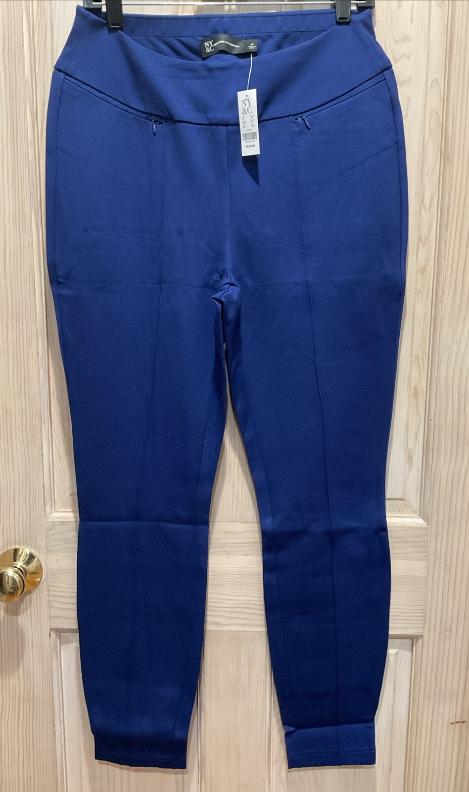 NY & Co. New York & Company Blue Mid Rise Leggings Flat Front Dress Pants M NWT