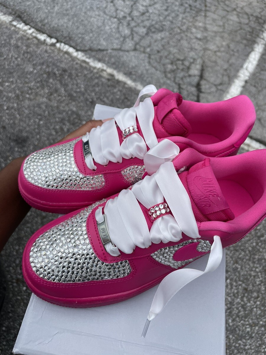 Custom Bling Nike Air Force Shoes Hot PINK Handmade By VMA