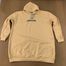 Boohoo Women's Size 16 Stone Beige Official Oversized Slogan Hoodie NWT