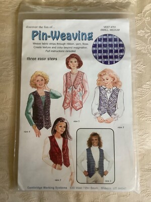 Cambridge Marking Systems PIN-WEAVING VEST Pattern #701 SIZE Small Medium UNCUT