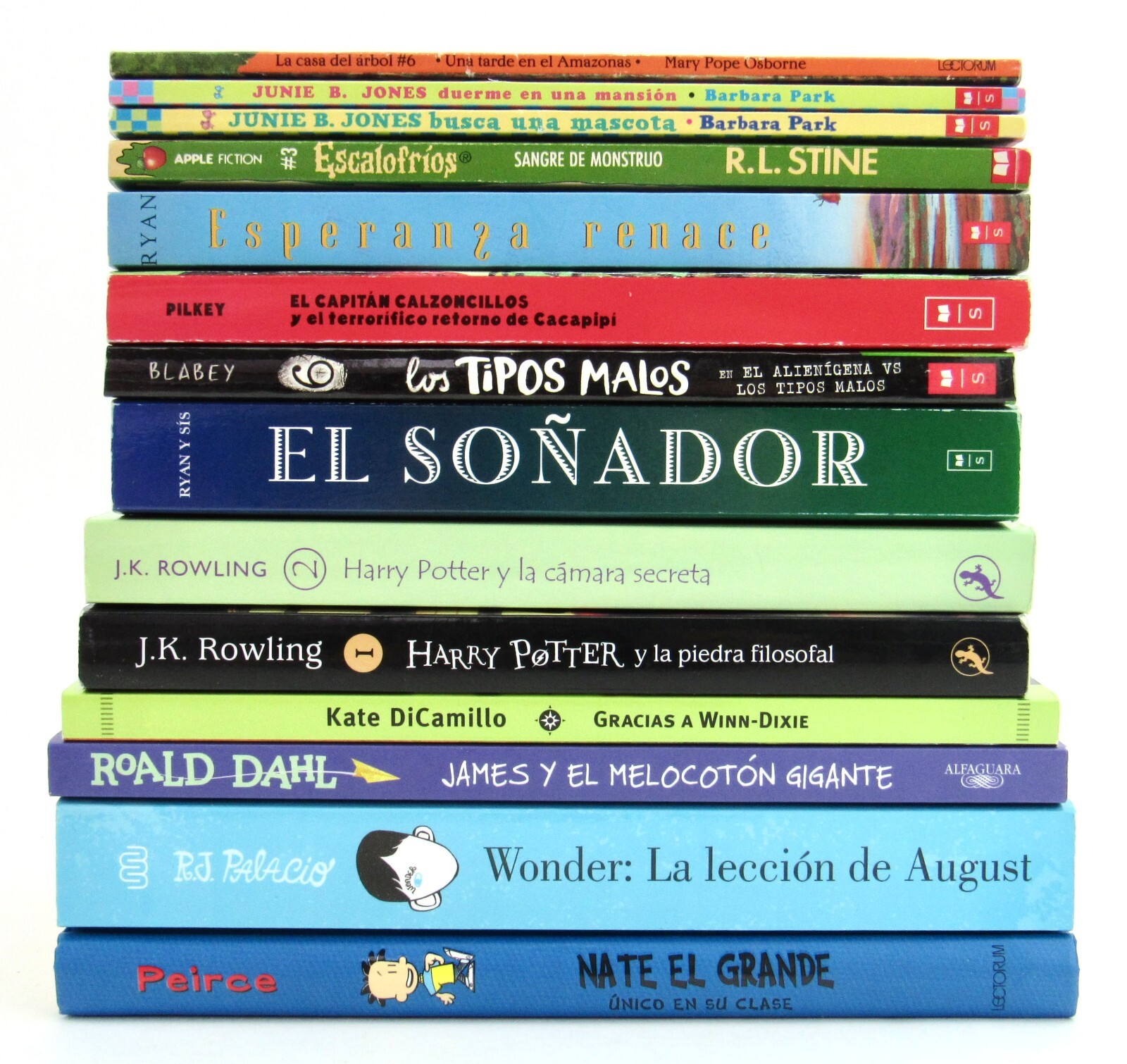 Lot 14 CHILDREN'S CHAPTER BOOKS in SPANISH Harry Potter Wonder Big Nate
