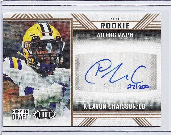 K'Lavon Chaisson Sage Hit Premier Draft Rookie Autograph #A52 Gold