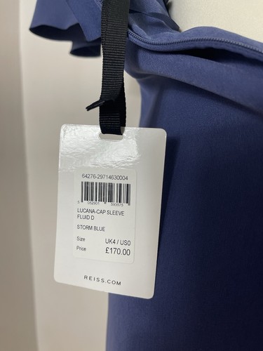 Reiss Lucana Cap Sleeve Storm Blue Dress BNWT UK 4 RRP £170 - Picture 10 of 14