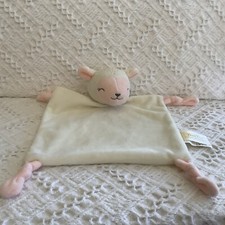 Dan Dee 8.5  Pink Cream Lamb Baby Lovey Security Blanket Knotted Corners Rattle