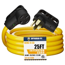 25' FOOT RV Extension Cord 25ft 50A Power Cable Rain Proof Motorhome Camper Feet