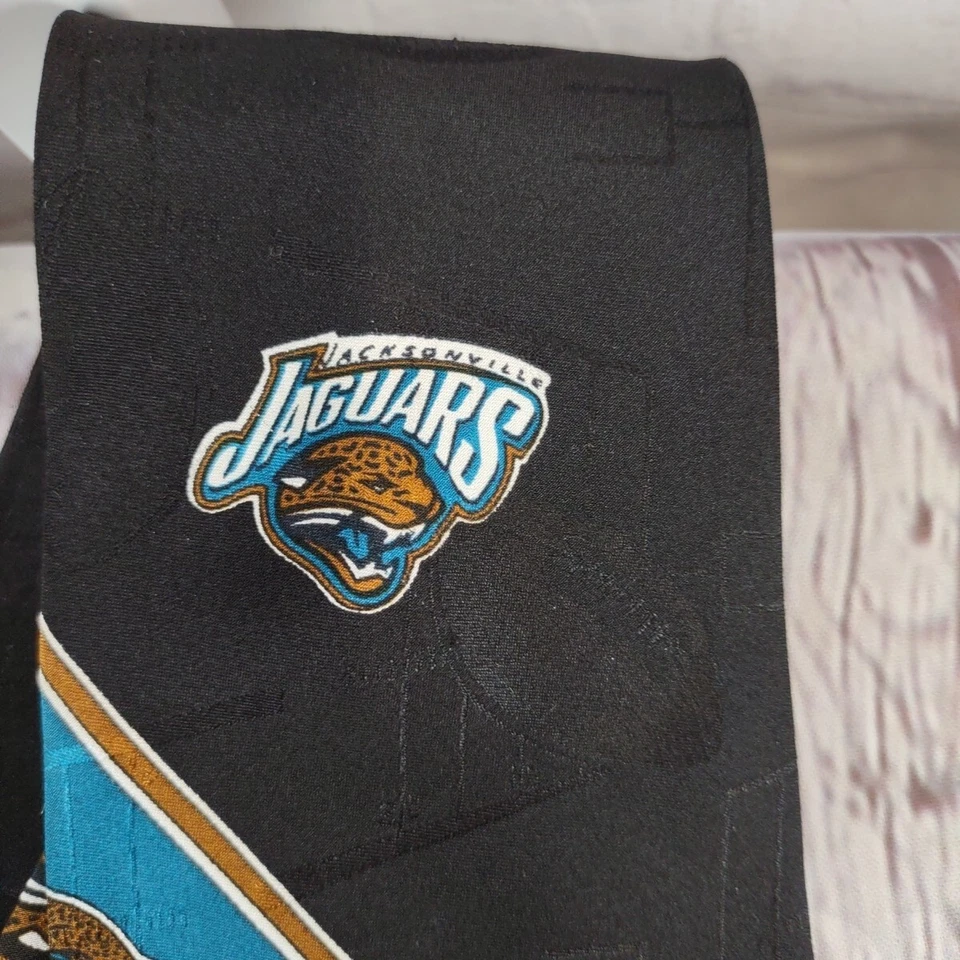 Jacksonville Jaguars Men's Silk Necktie NFL Classic 56" Striped Charcoal Teal - Image 4 of 4