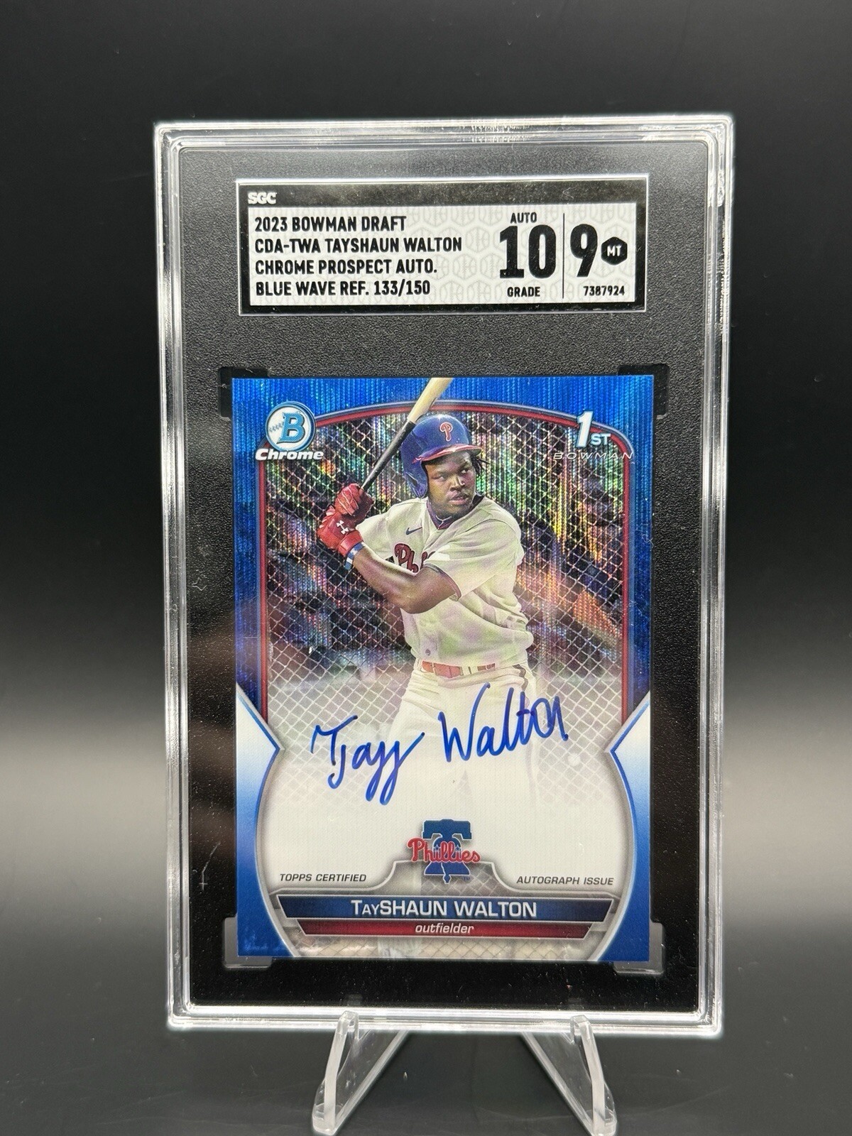 2023 Bowman Draft TayShaun Walton Chrome True Blue Auto 1st Bowman