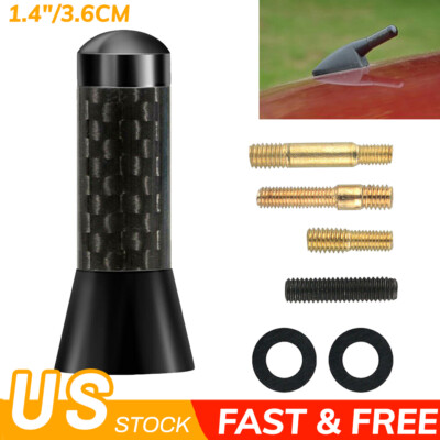 1.4'' BLACK CARBON FIBER CAR AM/FM RADIO SHORT ANTENNA STUBBY SCREW ALUMINUM