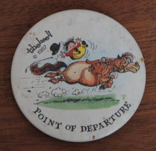 Vintage 1987 Thelwell Pin Badge Point of Departure FR Gray & Sons Ltd Aldrige En