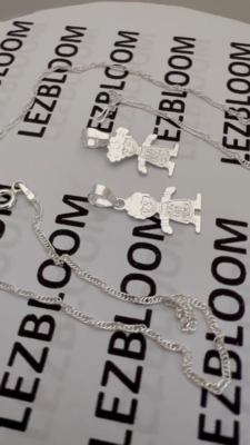 925 Sterling Silver Boy and Girl Birthstone Nino Nina Pendant ...