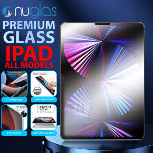 Nuglas Tempered Glass Screen Protector For iPad 5 6 7 8 9 10thGen Pro11/Air1/2/4 - Picture 1 of 25
