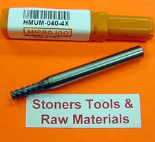 MICRO 100 4mm 4 FLUTE AlTiN COATED CARBIDE METRIC END MILL HMUM-040-4X USA NEW