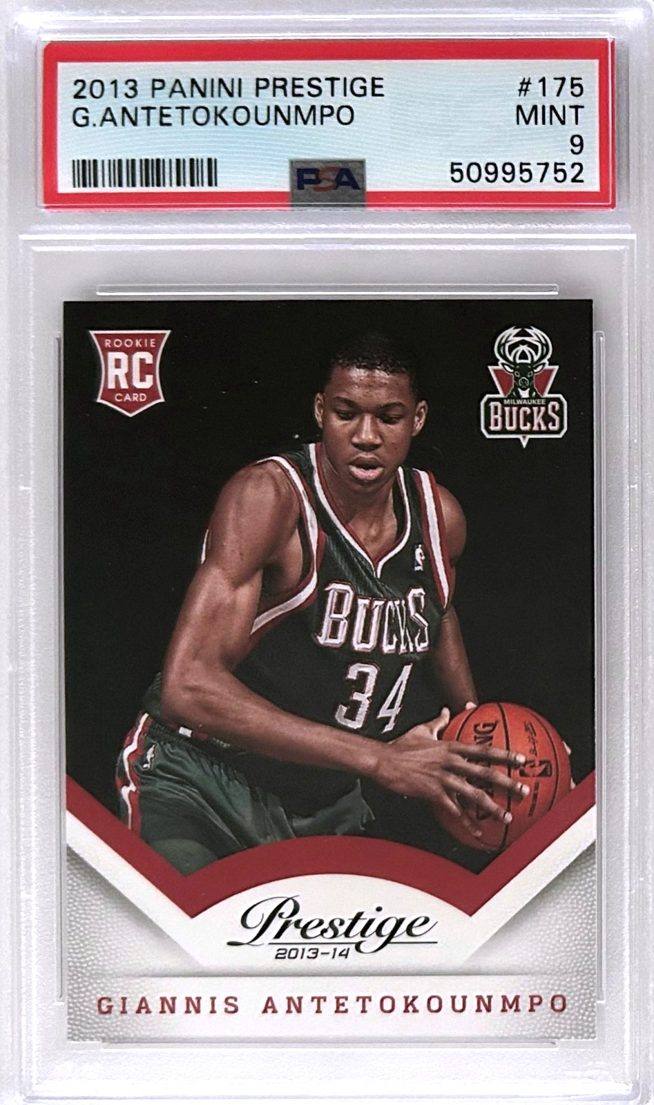 Giannis Antetokounmpo 2013 Panini Prestige Basketball RC Rookie Card #175 PSA 9