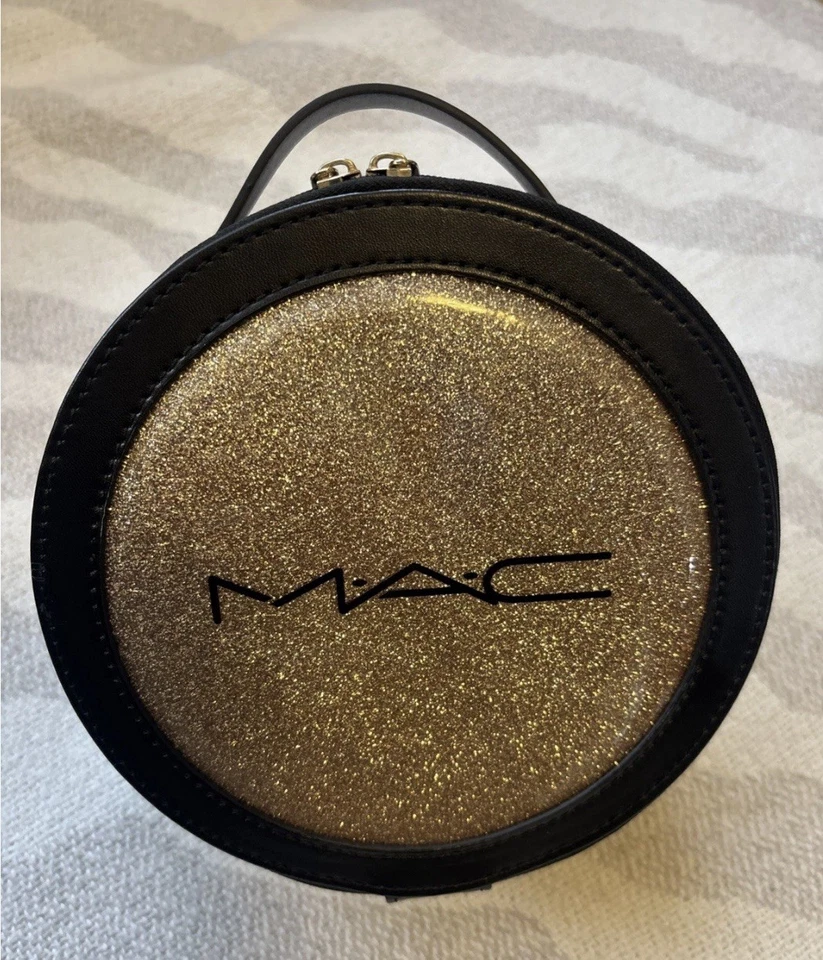 Estuche de viaje MAC Cosmetics redondo brillante sombra de ojos 2025 bolsa de vacaciones NUEVO Foto 3 de 4