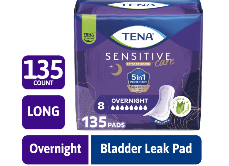 135ct TENA Sensitive Care Overnight Absorbency Incontinence Pads for Women