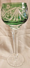 AJKA Marsala Emerald Green Crystal Cut to Clear Stemed Cordial Glass 6" — photo 1