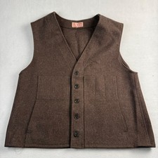 Vintage C.C. Filson Mackinaw Wool Vest Brown 100 Wool Made USA Men's XL 25x27