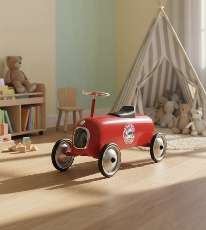 Porteur Baghera FC Bayern Munich voiture en métal rétro pour stimuler la motricité des enfants
