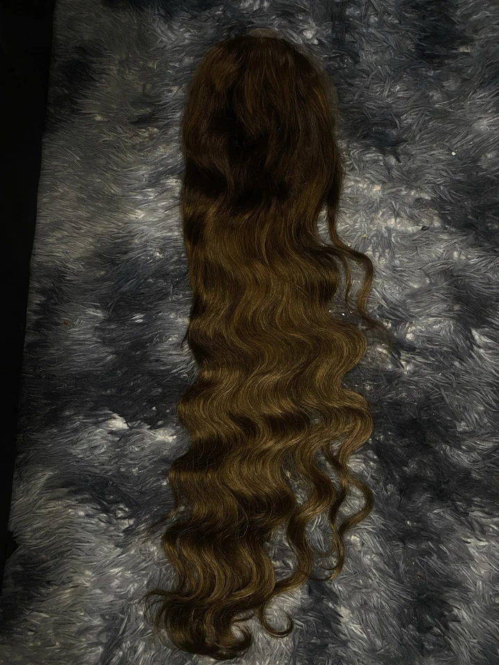 Peluca frontal de encaje marrón chocolate 30 pulgadas cabello humano cuerpo onda 13x6 HD encaje frontal Foto 2 de 3
