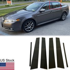 6pcs Glossy Piano Black Pillar Posts Door Window Covers For Acura Tl 2004-2008
