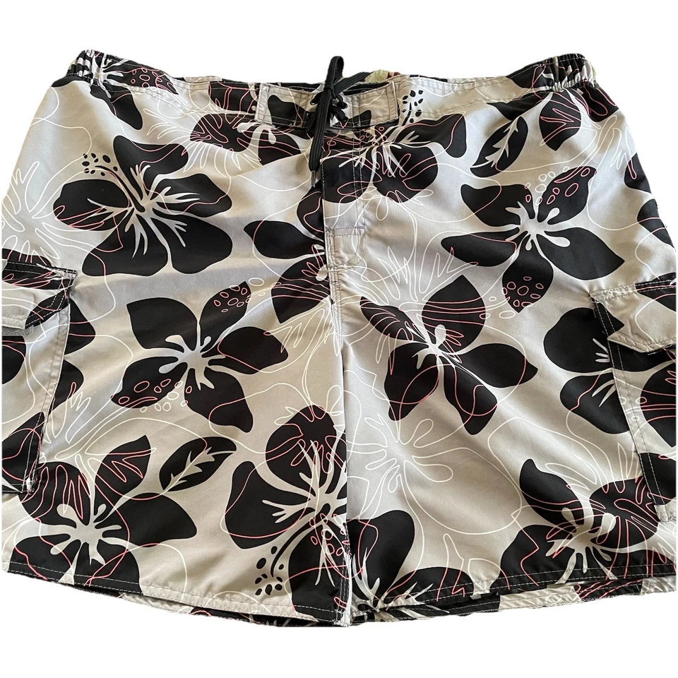 Breakwater Boardshorts Swim Trunks Mens XL Hawaiian Print Hibiscus 2 Pockets - Image 2 of 4