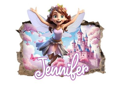 Personalisierte Fee Schlafzimmer Wandkunst - 3D Vinyl Aufkleber individueller Name Sticker 4