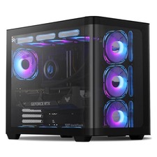 ATX Mid-Tower Gaming PC Case, Back Plug-in BTF Motherboard, with 4 ARGB Fans ...