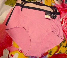 3 NEW PRIMA VALENTINA 77309 PK/BK/BG NO PANTY LINES MF HI-CUT BRIEF PANTIES L