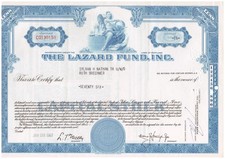 Historisches Wertpapier Aktie The Lazard Fund, INC: 76 Shares&nbsp; 1977 105