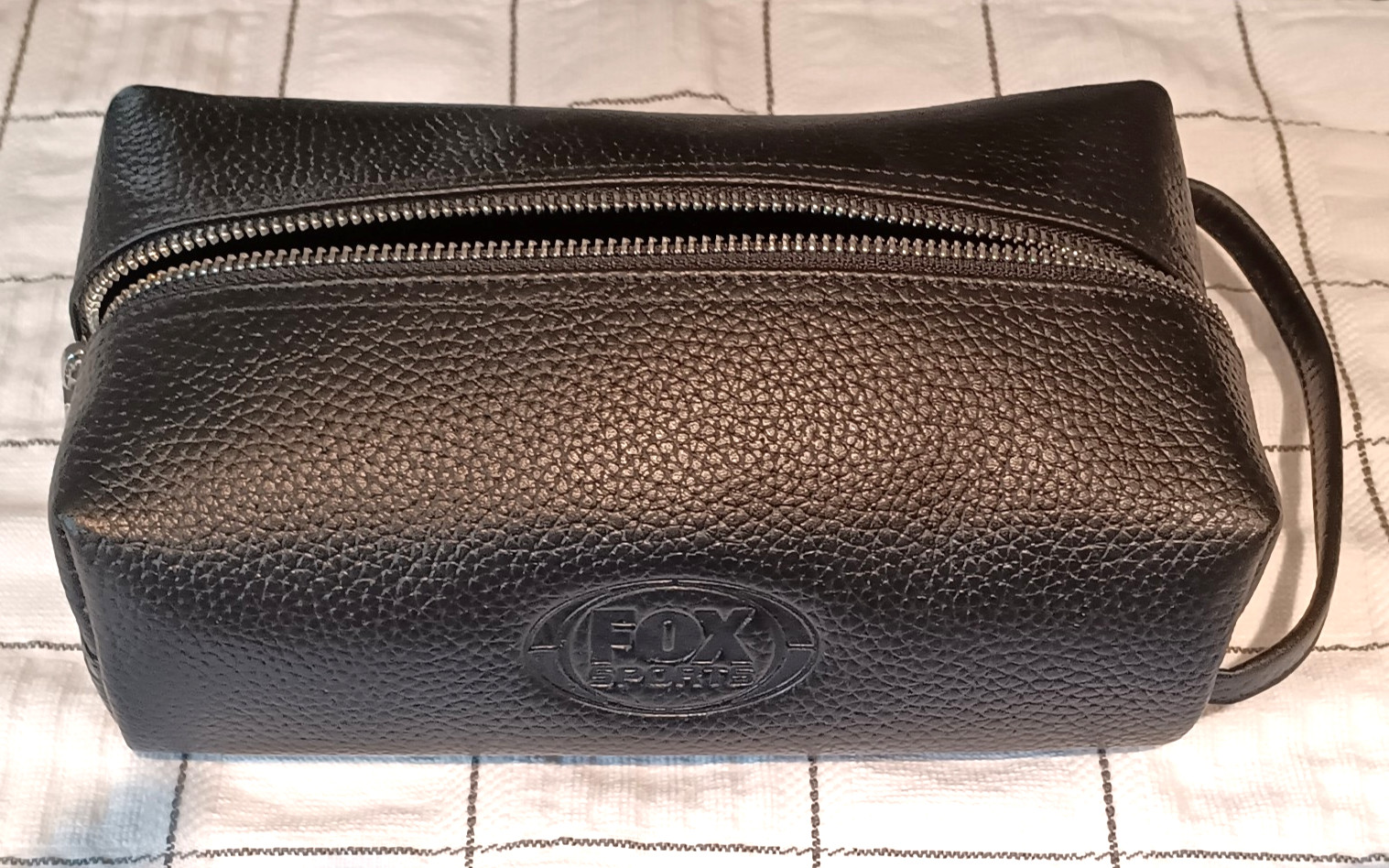 Royce NY Black Marbled Leather Toiletry Bag, Single Zipper w
