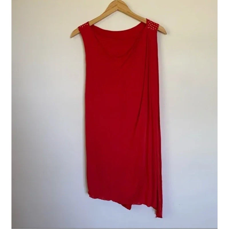 Versace for H&M Mini Abito con Cappuccio Borchie Rosso 4