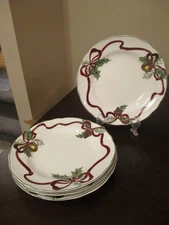 Holly Bells by Noble Excellence Set of 4 Salad Plates 9" UNUSED with Price Tags