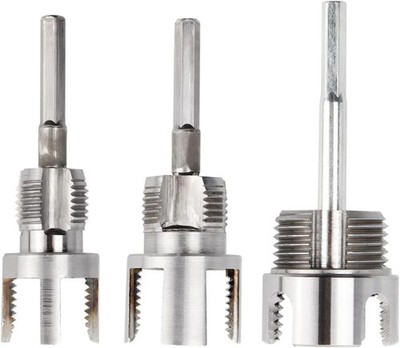 3Pcs PVC Pipe Threader Kit 1/2'' 3/4'' 1'' NPT, Integrated Internal & External Pipe