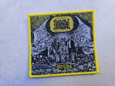NAPALM DEATH, SCUM, SEW ON YELLOW BORDER WOVEN PATCH