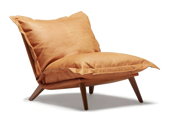 Moderner Brauner Stoffsessel Aus Holzrahmen-image