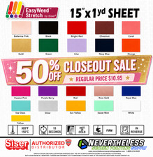 SISER HTV - Stretch Heat Transfer Vinyl - 15"x1yd - Iron On - 50 off Sale