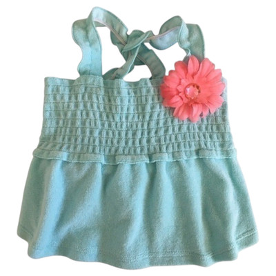 Smoochie Pooch Dog Dress Size Small Turquoise Blue Smocked Flower